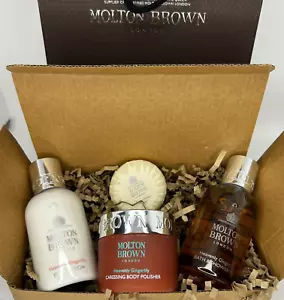 MOLTON BROWN Gingerlily Bath Gel Body Lotion 100ml x2 Body Polisher Gift Bag Set - Picture 1 of 5