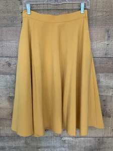 ModCloth Size M Mustard Yellow Flare Circle Midi Skirt Retro Pockets Lined - Picture 1 of 6
