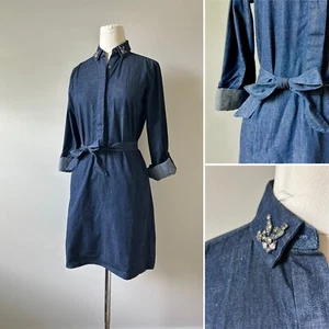 NEU Damen Jeanskleid Langarm Freizeit Kragen Baumwolle Seide XXS 36" Brustumfang - Bild 1 von 10