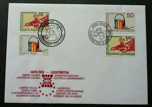 Liechtenstein Costa Rica Joint Issue 1988 Book Music (joint FDC) *dual PMK - Picture 1 of 5