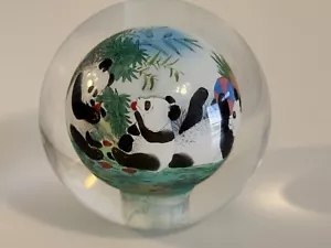 Pisapapeles esfera bola de vidrio chino reverso pandas pintados a mano - Imagen 1 de 9