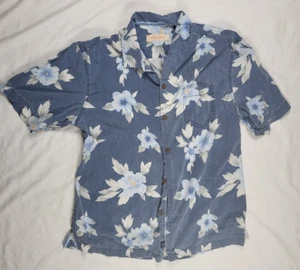 Tommy Bahama Shirt Men's Large Blue Hawaiian Silk Floral Vacation Beach - Picture 1 of 9