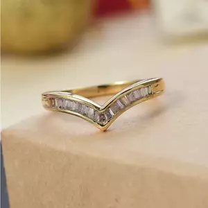18K Yellow Gold On Silver Champagne Diamond Ring 0.24 Ct. - Size P - Picture 1 of 8