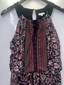 CHARMING CHARLIE RED FLORA Print Halter top Neck Sz Small BOHO - Picture 1 of 9