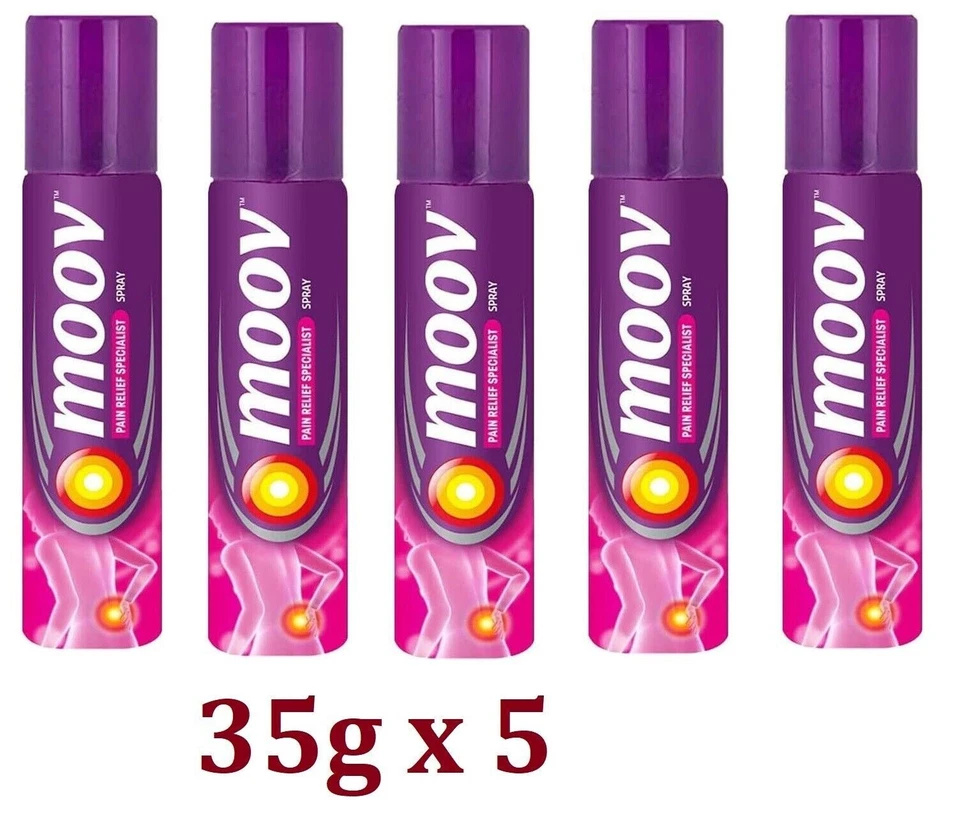 Spray para aliviar el dolor Moov para dolor de espalda, dolor articular, dolor de rodilla, dolor muscular 35 g x 5 Foto 1 de 4