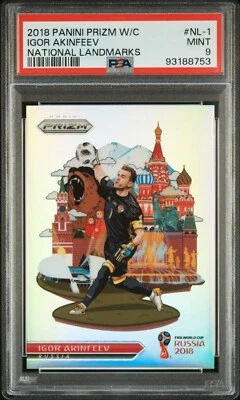 IGOR AKINFEEV PSA 9 2018 PANINI PRIZM WORLD CUP NATIONAL LANDMARKS RUSSIA - Image 1 of 2