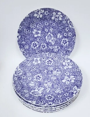 NUEVO JUEGO DE 6 PLATOS DE POSTRE GODINGER AZUL COBALTO FLORAL + RIBETE ORO 24K 7,5", ENSALADA Foto 1 de 4