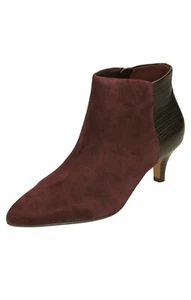 CLARKS LINVALE SEA LADIES ZIP LEATHER WORK SMART KITTEN HEEL ANKLE BOOTS UK 4 D - Picture 1 of 6