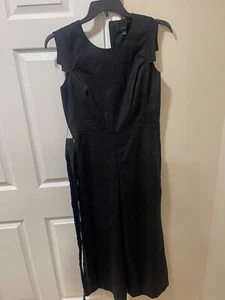 J.CREW NWT Cropped Jumpsuit Tie Waist Line Black Sz 6 - Picture 1 of 2