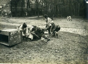 France Paris Kids Digging a Trench Children Game Outdoors Old Photo 1916 - Imagen 1 de 3