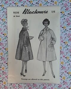 1950's Blackmore Paper Sewing Pattern Vintage Unused Ladies Coat Bust 32ins  