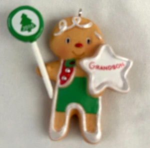 Hallmark 2.5" Gingerbread Man GRANDSON Ornament w Sucker Candy - Picture 1 of 2