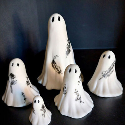 Cute Spooky Sculptures White Ghost Ornament Halloween Scene Party Decoration • 9.10£