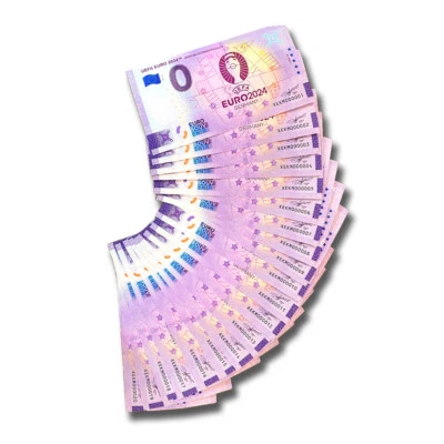 0 Euro Souvenir Banknotes UEFA EURO 2024 Germany XEKM 2023-8 HOT NUMBERS 20pcs - Image 1 of 4