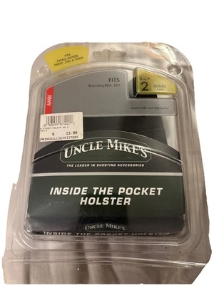 Uncle Mikes Pocket Holster Size 2 Black Ambidextrous Fits .380 & 9MM--05 NIB - Image 1 of 3
