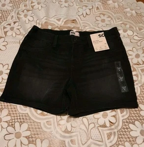 SO Girls Mid Rise Pull-On Black Denim Shorts ~ Youth Size 16 NWT - Picture 1 of 4