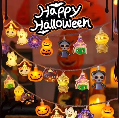 UNBRAND 3M 20LED Halloween String Light Pumpkin Ghost Spider Web Lanterns Outdoor Indoor