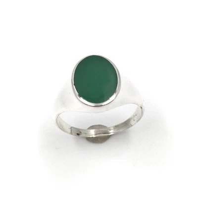 anillo de sello clásico anillo de plata 925 ónix verde joyería para hombre... - Imagen 1 de 4