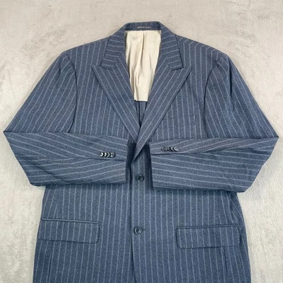 Abrigo Deportivo Ermenegildo Zegna EE. UU. 44R Azul Rayas Lana Heritage Italia 2 Botones Foto 1 de 4