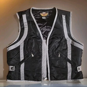 Gr. XL Harley Davidson schwarze Weste Biker Reiten Reißverschluss vorne mit Taschen  - Bild 1 von 17