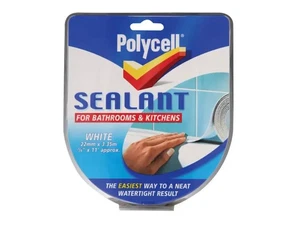 Polycell Sealant Strip Kitchen Bathroom White 41mm PLCSSBKWH41 - Picture 1 of 3