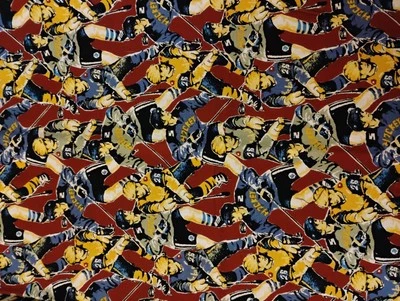 BonEful Fabric FQ Cotton Quilt VTG NHL ICE HOCKEY Sport Star 43" X 18" - Image 1 of 2