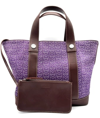 Bolso de Mano Michael Kors Voyager Púrpura Geométrico Lona Cuero Marrón Foto 1 de 4