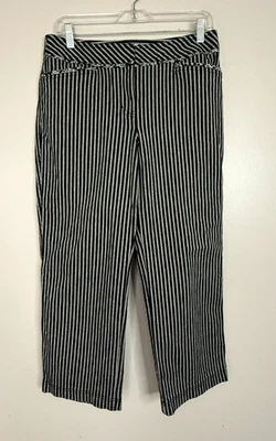Pantalones de trabajo Ann Taylor Loft para mujer Laura a rayas pierna ancha talla 6 Foto 1 de 4