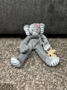 Mud Pie Gray Elephant Blue Stripes Flower Paci Holder Lovey Security Blanket - Picture 1 of 10