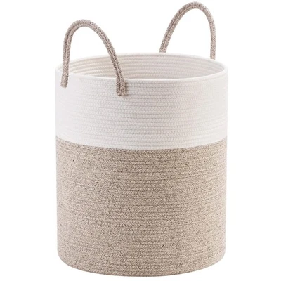 Large 18 x 16 Inches Decorative Woven Cotton Rope Basket, Tall Laundry Basket... - Image 1 of 4