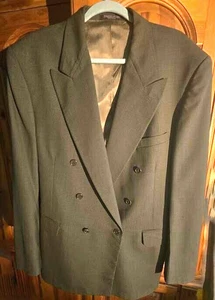 Evan Picone Vtg Mens Double-Breasted Blazer Jacket Size 44 Brown 100% Wool - Picture 1 of 9
