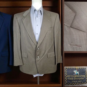 Hart Schaffner Marx Gold Trumpeter Blazer M ens 42S Beige Houndstooth Wool - Picture 1 of 10