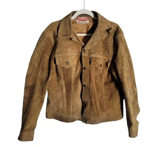 Giacca camionista Levi's vintage Big-E anni 60 scamosciata uomo sm/med marrone invecchiato - Foto 1 di 9