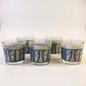 Vintage Jeannette Wedgwood Jasper Blue 6 oz. Juice Rocks Glasses 3.25” Low Ball - Picture 1 of 3