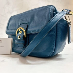 Coach Mini Schultertasche Soho Leder Blau Gebraucht Top Zustand Original JPN - Bild 1 von 24
