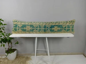 12x48 Turkish Kilim Pillow Cover - Long Lumbar Throw - Vintage Boho Cushion - Picture 1 of 10