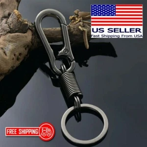 Gun Metal Black EDC Carabiner Clip Spring Keychain Key Holder Hook Key Ring - Picture 1 of 8