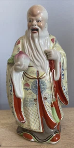 Antique Chinese Famille Rose Porcelain Statue Shou Xing Longevity Immortal Qing - Picture 1 of 13