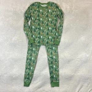 LL Bean Pajama Set Kids Size 14 Green Peppermint Moose Organic Cotton - Picture 1 of 6