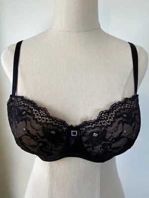 Pleasure State White Label Size 12D 34D Bra Black Lace Underwire Padded - Image 1 of 4