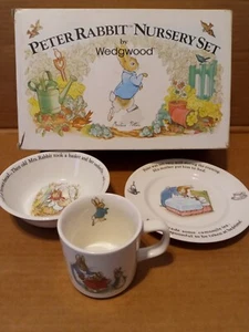 Vintage Beatrix Potter Peter Rabbit 3-teiliges Kinderzimmer-Set Wedgwood England - Bild 1 von 7