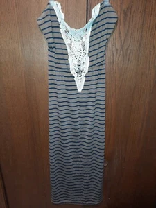 Route 66 Womans XS Blue Stripped Dress With Black Slip Brand New - Picture 1 of 12