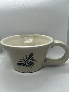 Stoneware HONEY Bee POT Handle JAR Blue Bee Country CROCK Pottery Mug Farmhouse - Picture 1 of 14