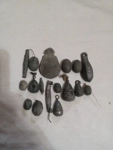 Vintage Led Fishing Weights Lot Of 17 Large Size Unique Decent Usable Condition - Picture 1 of 8