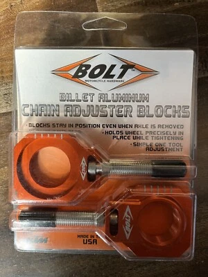 Bolt Chain Adjuster Axle Blocks KTM (orange) 125-640cc models   - Image 1 of 4