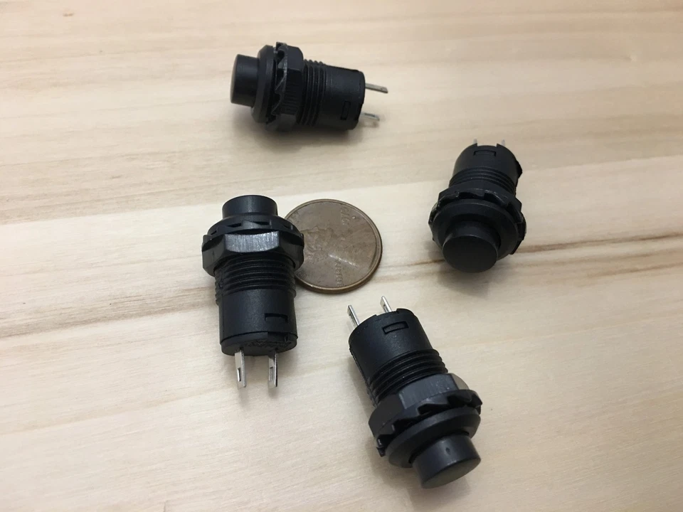 4 Pieces Black Latching 12mm push button Switch round button 12v on off pin C20 - Image 1 of 1
