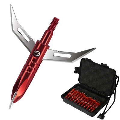 12pcs Retracted 402 Stainless Steel Blade Broadheads Compound Crossbow Arrow Tip - Image 1 of 4
