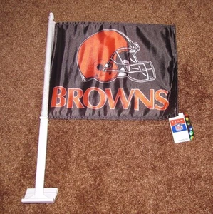 Team NFL Cleveland Browns Car Tailgate Flag Vintage Orange Helmet New With Tag - Picture 1 of 3