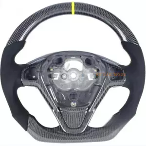 Carbon Fiber black Alcantara yellow stitching Steering Wheel For Ford fiesta - Picture 1 of 5