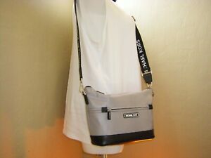 Michael Kors Sport Pearl Grey Medium Nylon Crossbody Bag NEW SEALED